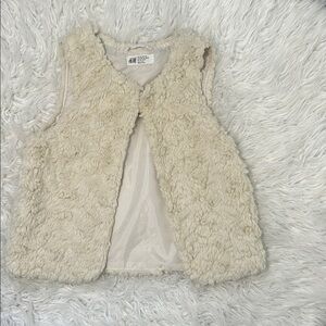 H&M Off-White Faux Fur Vest